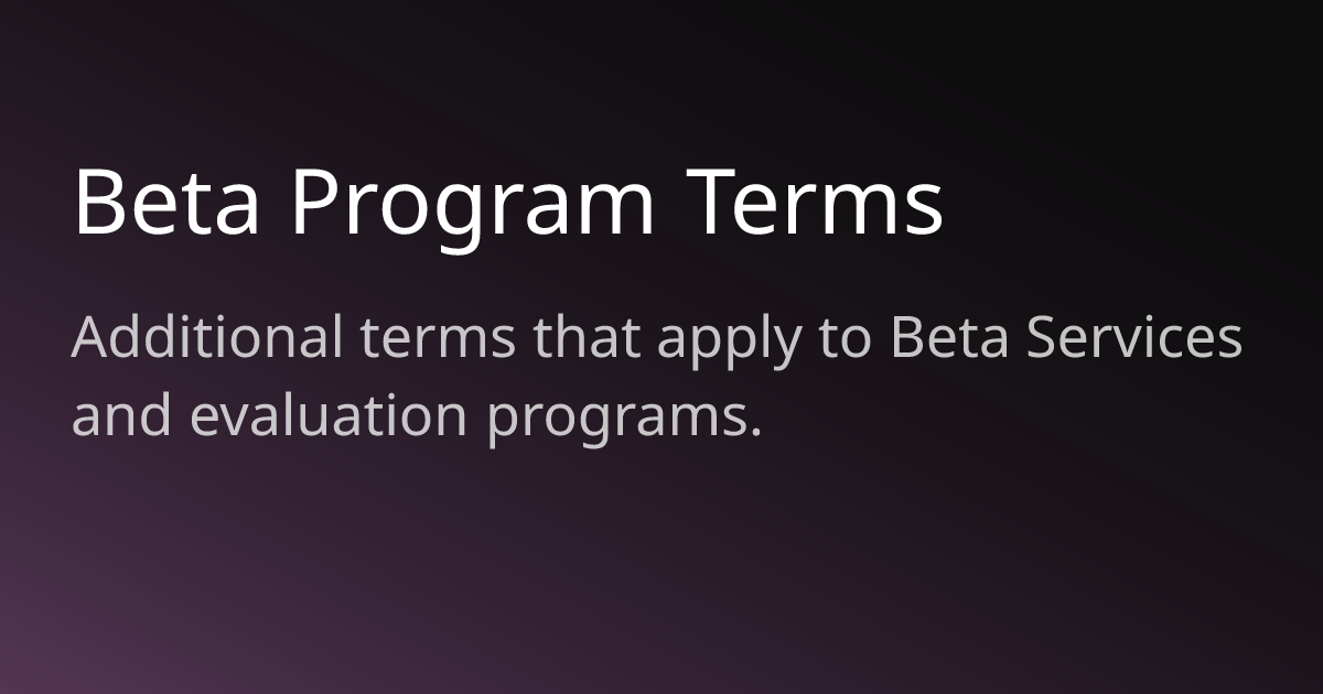 Beta Program Terms